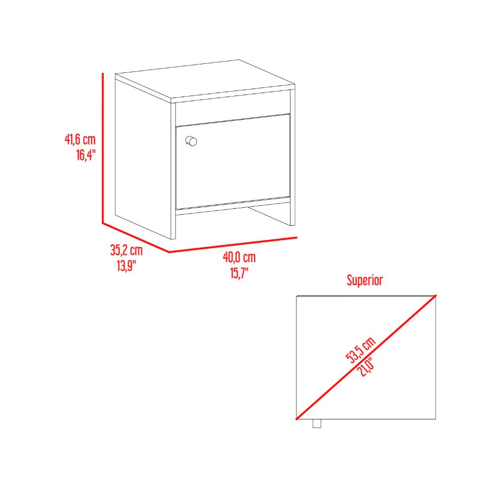 Mesa de Noche Tutto, Avellana y Blanco, Con Un Cajón Amplio Ideal Para Espacios Pequeños - Image 8