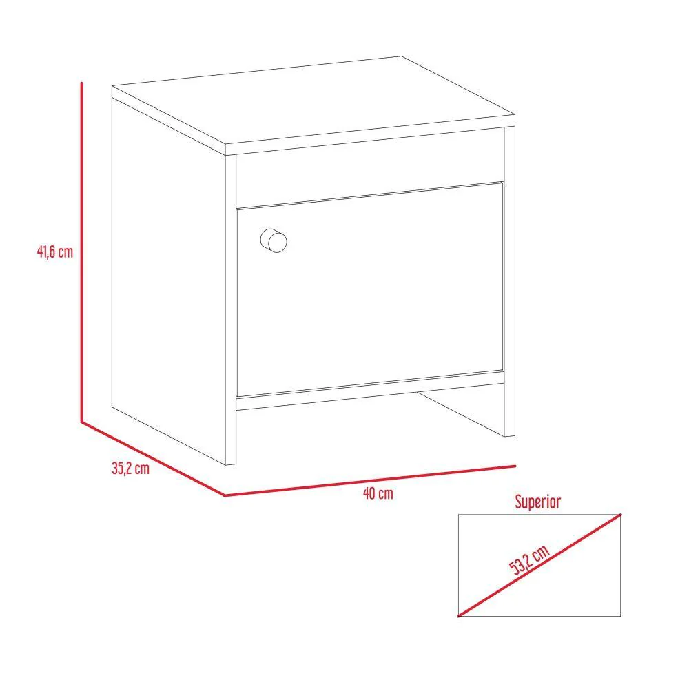 Mesa de Noche Tutto, Beige, con Cajón Para Guardar Objetos Ideal Para Espacios Reducidos X2 - Image 6