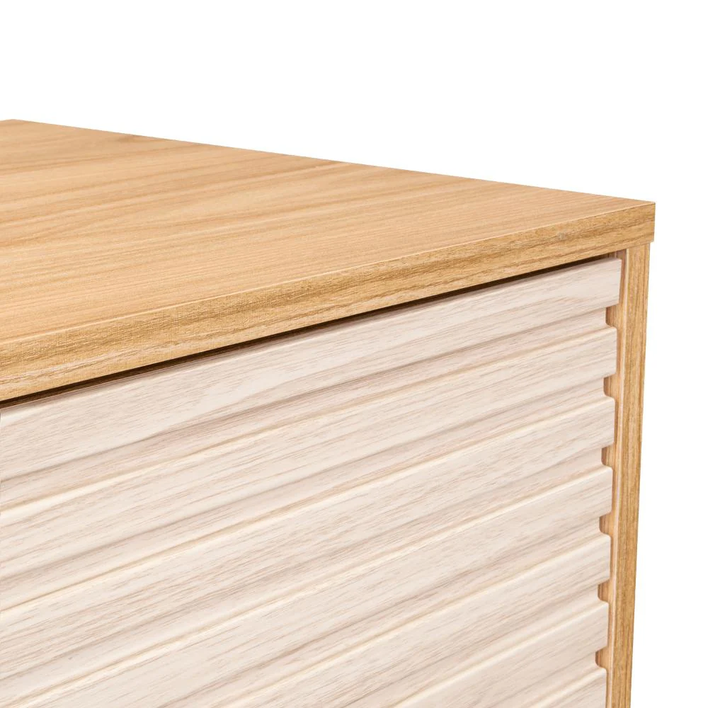 Mesa de Noche Wandda, Fresno Europeo y Roble Natural, con un cajón para guardar objetos - Image 10