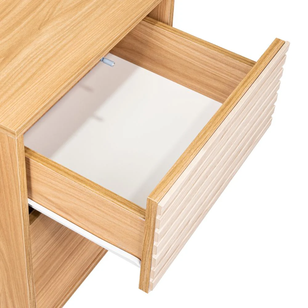 Mesa de Noche Wandda, Fresno Europeo y Roble Natural, con un cajón para guardar objetos - Image 12