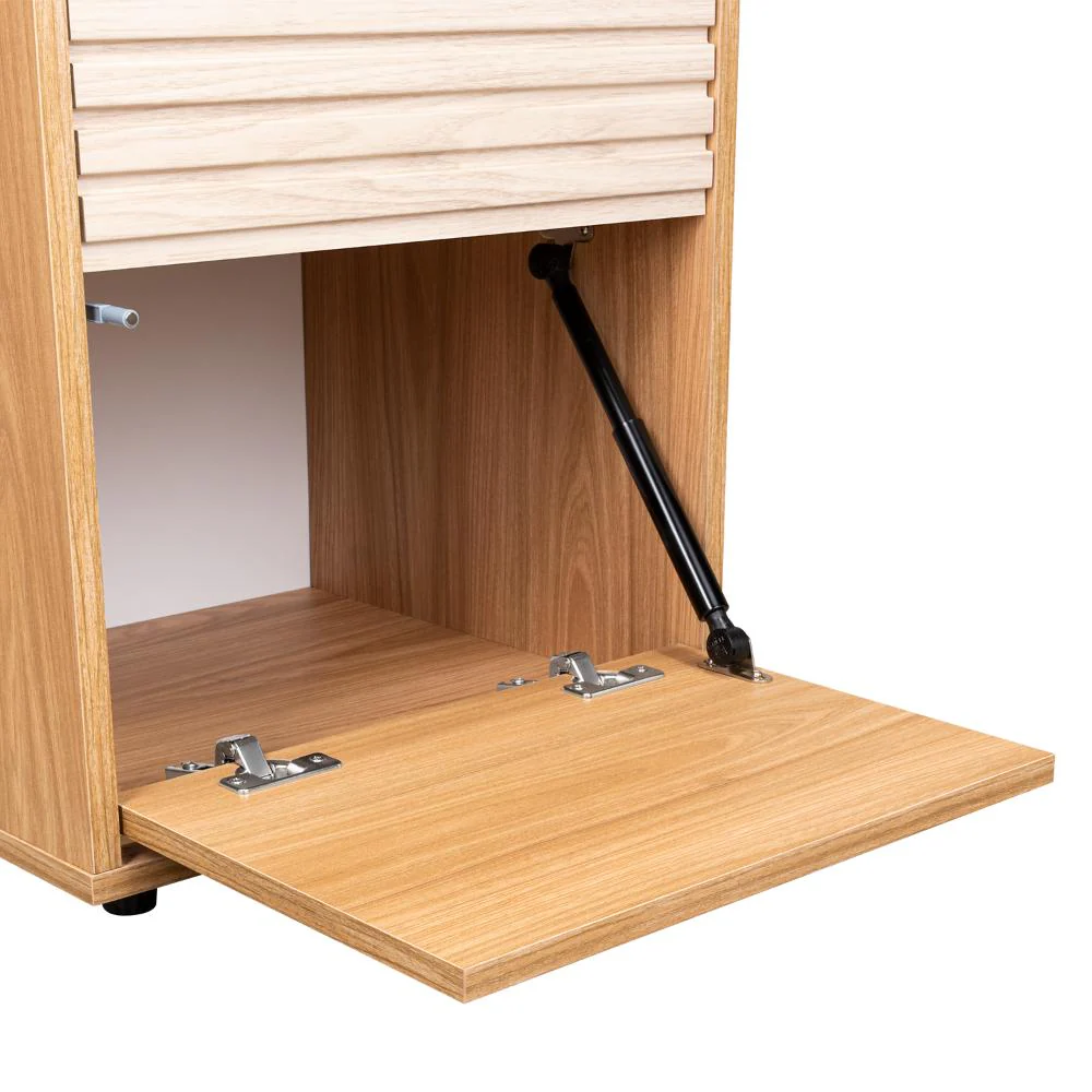 Mesa de Noche Wandda, Fresno Europeo y Roble Natural, con un cajón para guardar objetos - Image 13