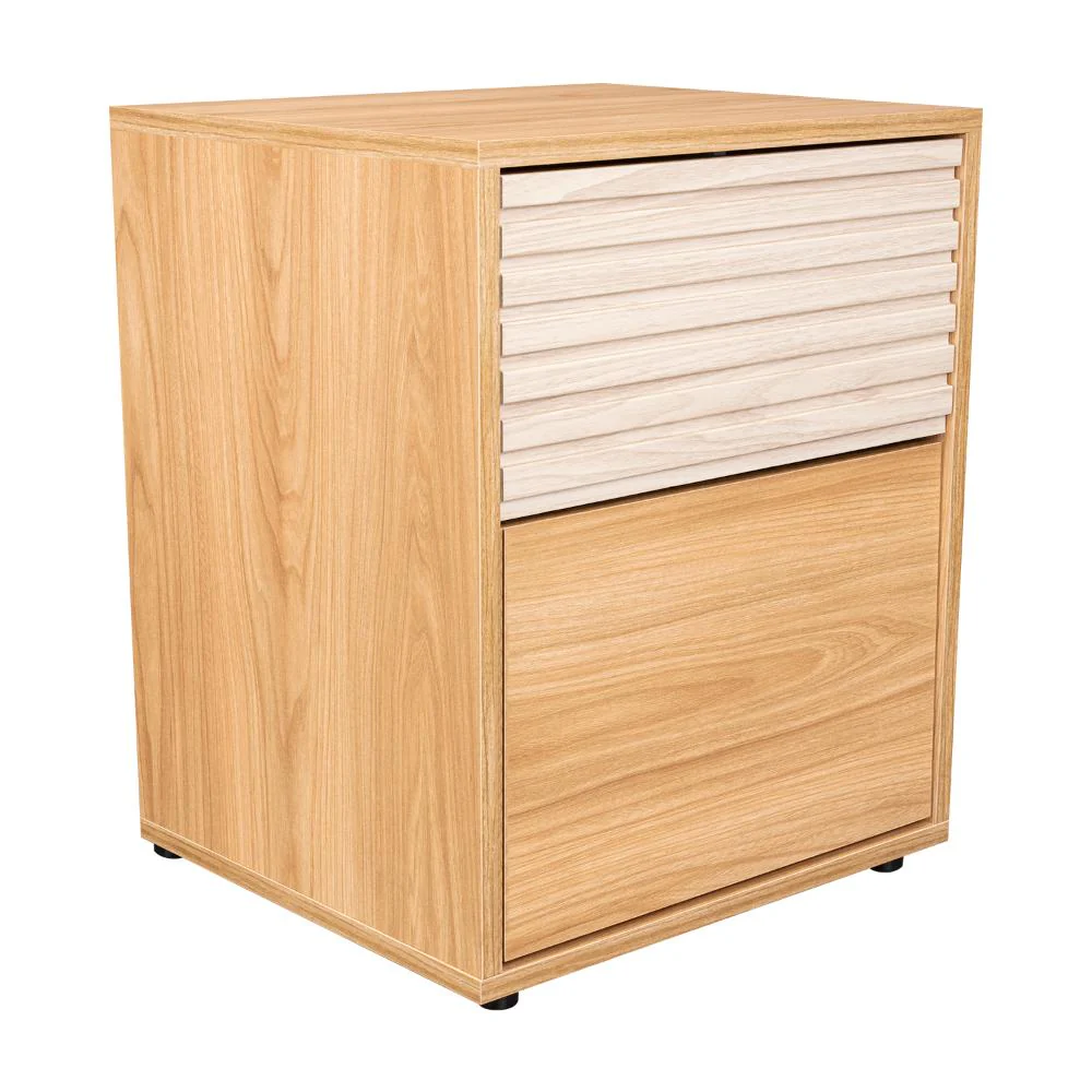 Mesa de Noche Wandda, Fresno Europeo y Roble Natural, con un cajón para guardar objetos - Image 6