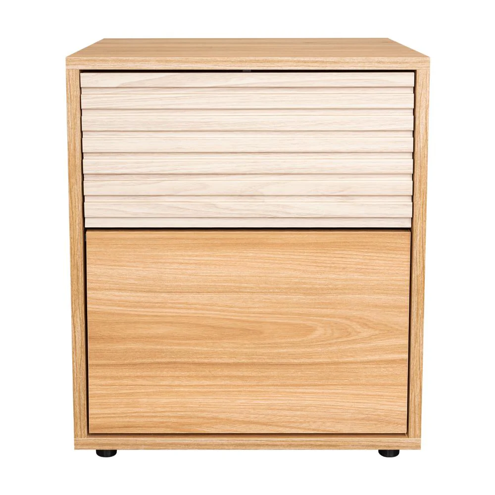 Mesa de Noche Wandda, Fresno Europeo y Roble Natural, con un cajón para guardar objetos - Image 8
