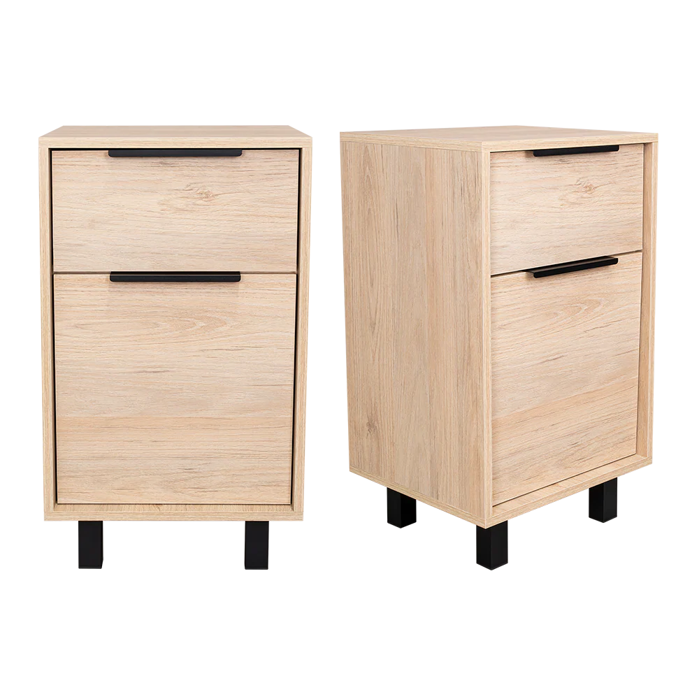 Mesa de Noche Wesley, Beige y Blanco, con Una Puerta y Un Cajón Organizador X2
