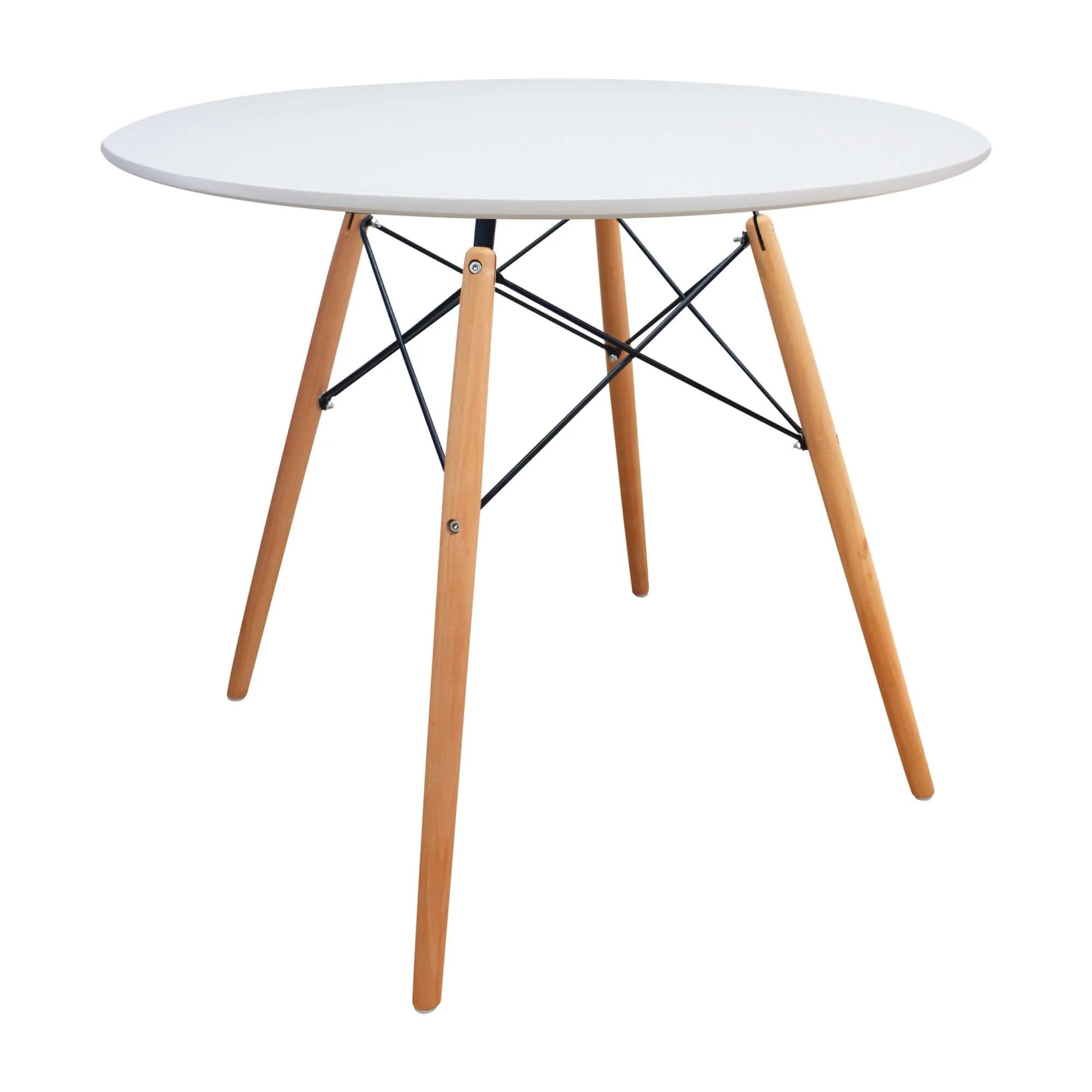 Mesa de comedor DKR tipo Eames redonda tapa de madera - Image 2
