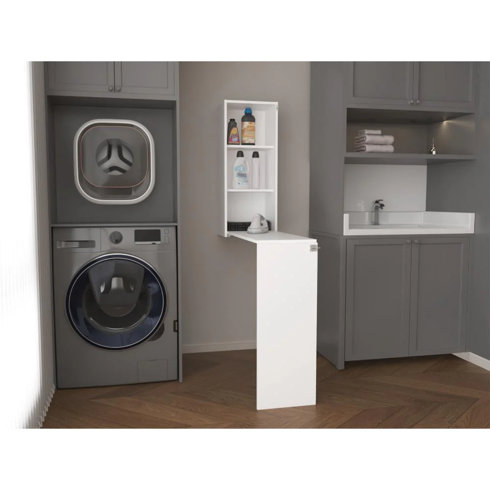 Mesa Para Planchar Plegable a la Pared Vesper, Blanco, con Amplia Superficie Baja Para Almacenamiento ZF - Image 3
