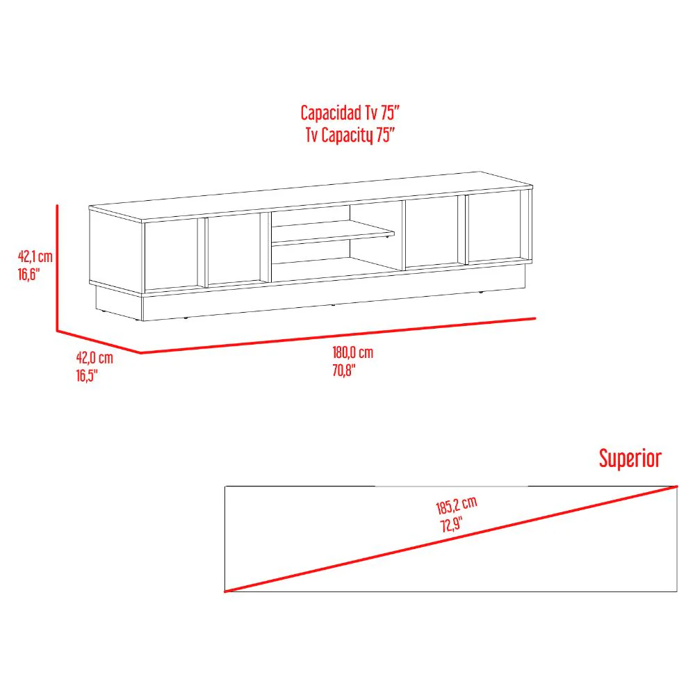 Mesa Para Tv Caobe, Avellana y Wengue, Para Televisor de Hasta 75 Pulgadas con cuatro puertas - Image 10