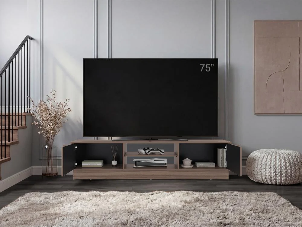 Mesa Para Tv Caobe, Avellana y Wengue, Para Televisor de Hasta 75 Pulgadas con cuatro puertas - Image 5