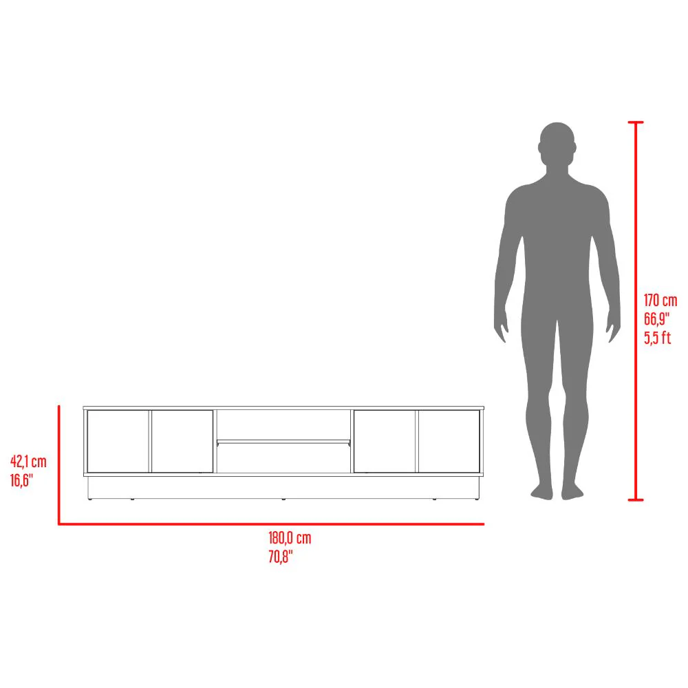 Mesa Para Tv Caobe, Avellana y Wengue, Para Televisor de Hasta 75 Pulgadas con cuatro puertas - Image 8