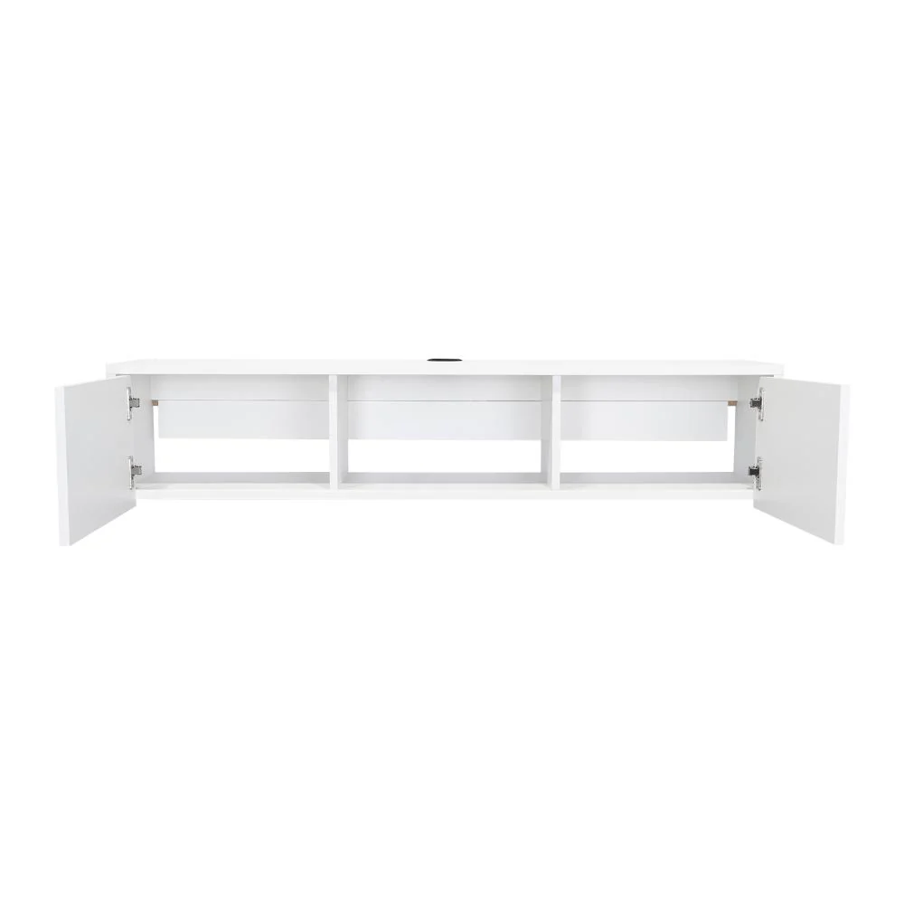 Mesa Para Tv Flotante Gleid, Blanco, con Dos Puertas Abatibles - Image 6