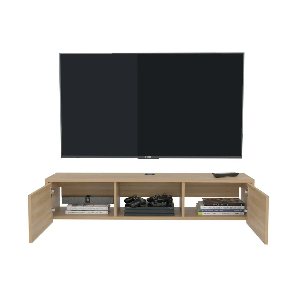 Mesa Para Tv Flotante Gleid, Fresno Europeo, con Dos Puertas Abatibles - Image 2
