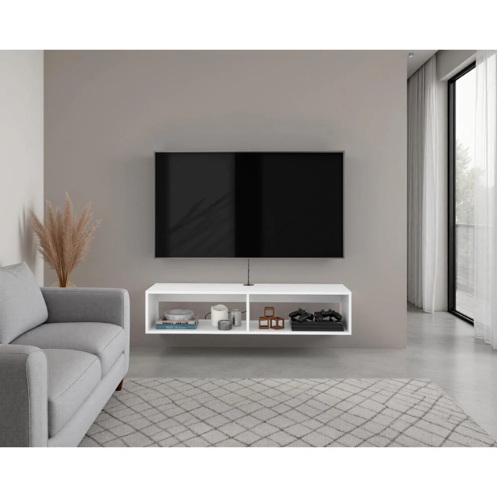 Mesa Para Tv Flotante Rocky, Kronos Blanco, Apto pata TV de hasta 55" ZF - Image 3