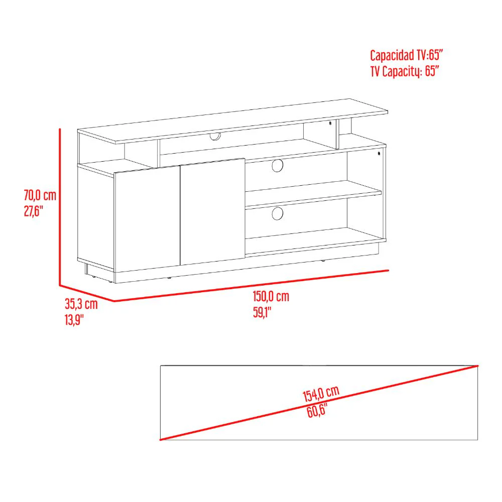 Mesa Para Tv Hope , Fresno Europeo y Capri, con espacio para TV de 65" - Image 9