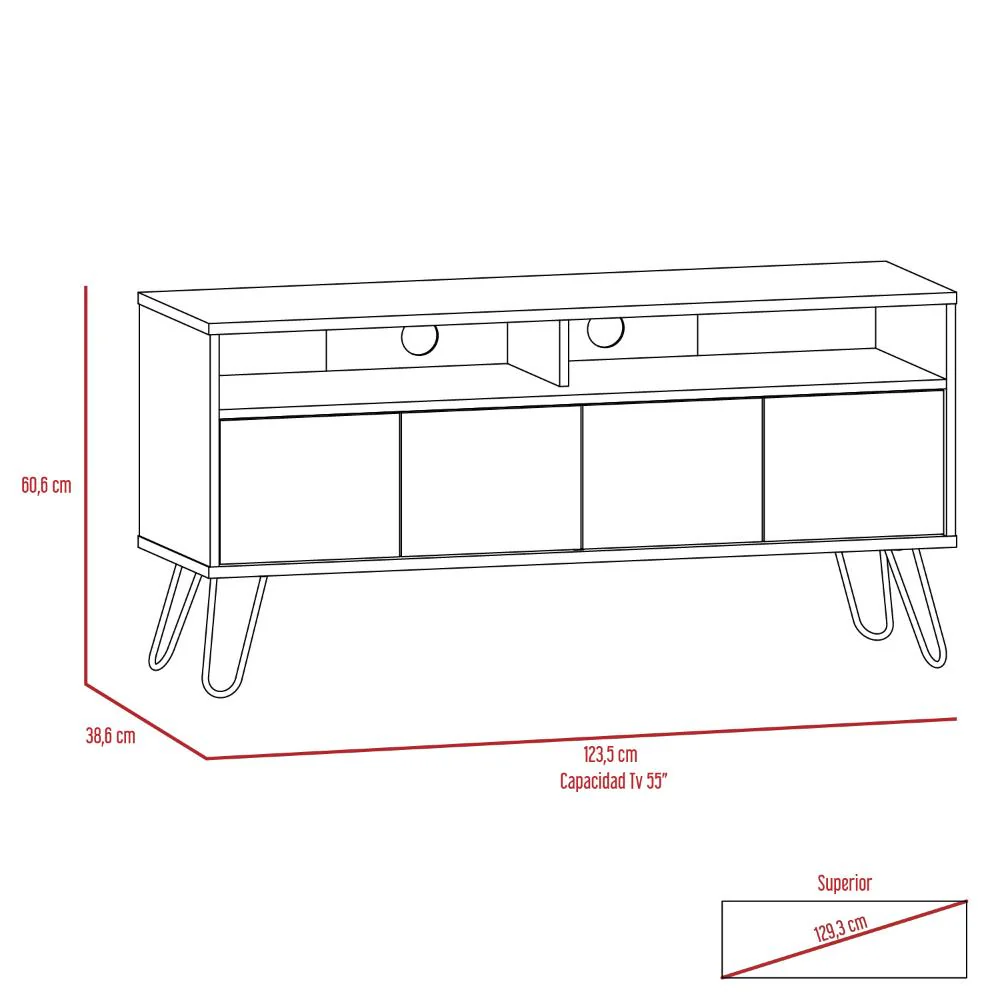 Mesa Para Tv Lara, Fresno Europeo y Plata Oscuro, Para Televisor de 55 Pulgadas - Image 10