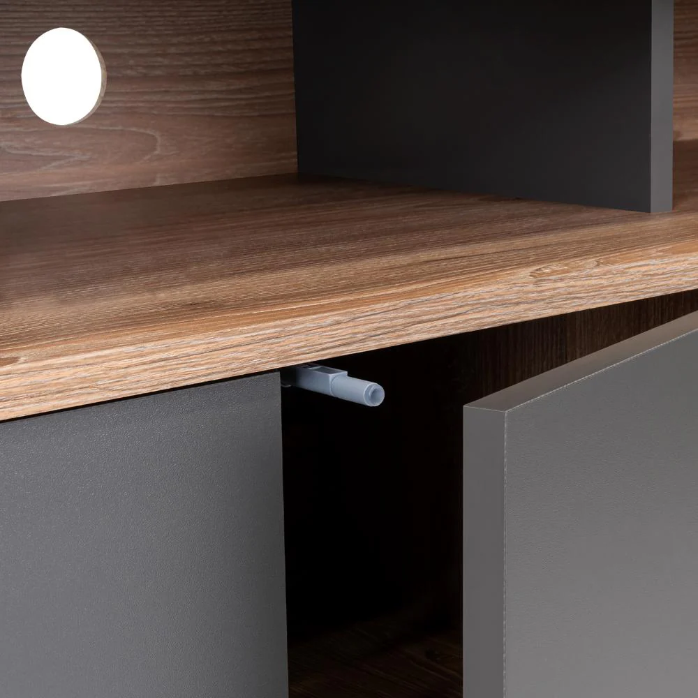 Mesa Para Tv Lara, Fresno Europeo y Plata Oscuro, Para Televisor de 55 Pulgadas - Image 8