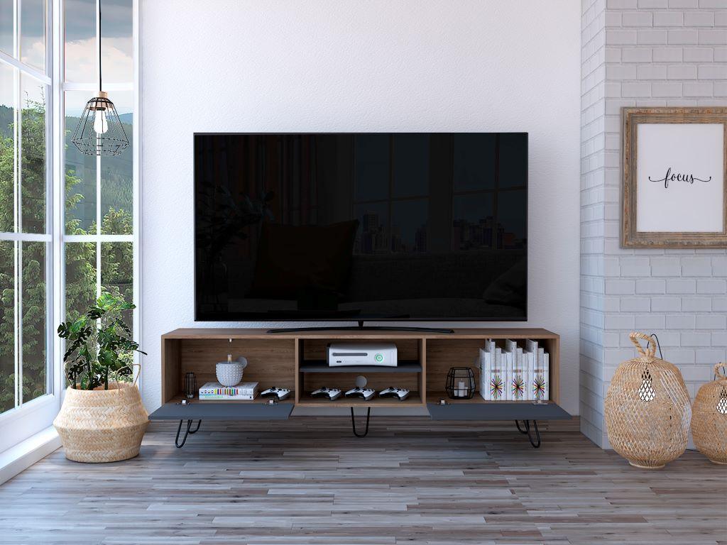 Mesa Para Tv Lara, Fresno Europeo y Plata Oscuro, Para Televisor de 70 Pulgadas - Image 5