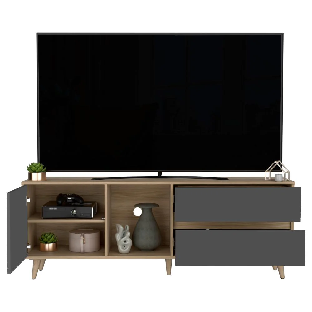 Mesa Para Tv Nashira, Fresno Europeo y Plata Oscuro, con Espacio Para Televisor de Hasta 60 Pulgadas - Image 2