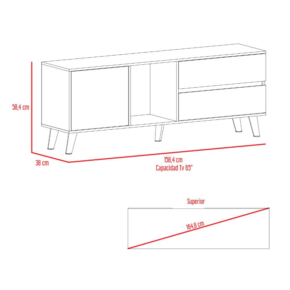 Mesa Para Tv Nashira, Fresno Europeo y Plata Oscuro, con Espacio Para Televisor de Hasta 60 Pulgadas - Image 7