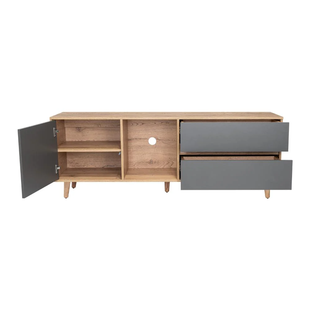 Mesa Para Tv Nashira, Fresno Europeo y Plata Oscuro, Con Espacio Para Televisor de Hasta 65 Pulgadas - Image 10