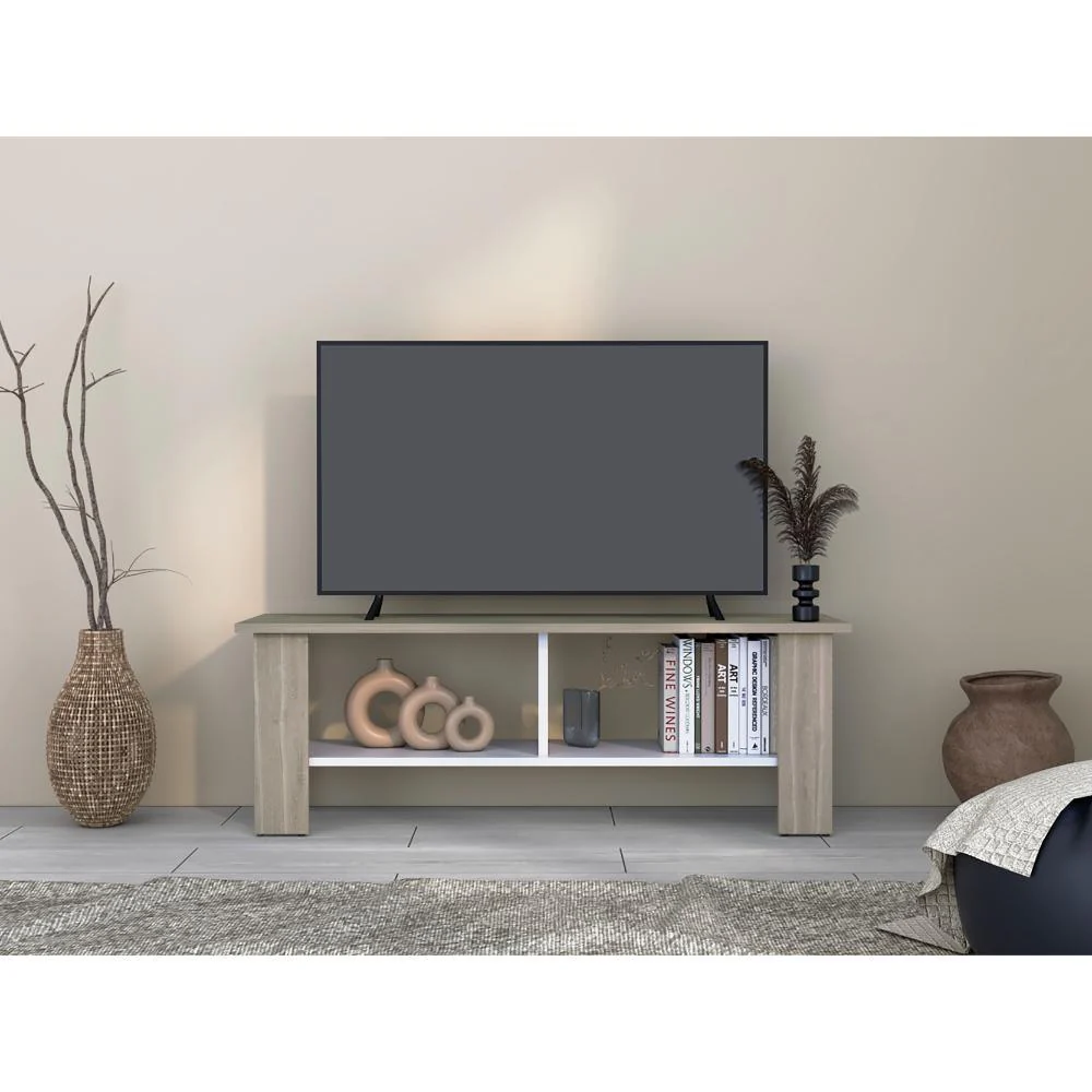 Mesa Para Tv Navi, Positano y Blanco Duqueza, Para Televisor Hasta 55 Pulgadas