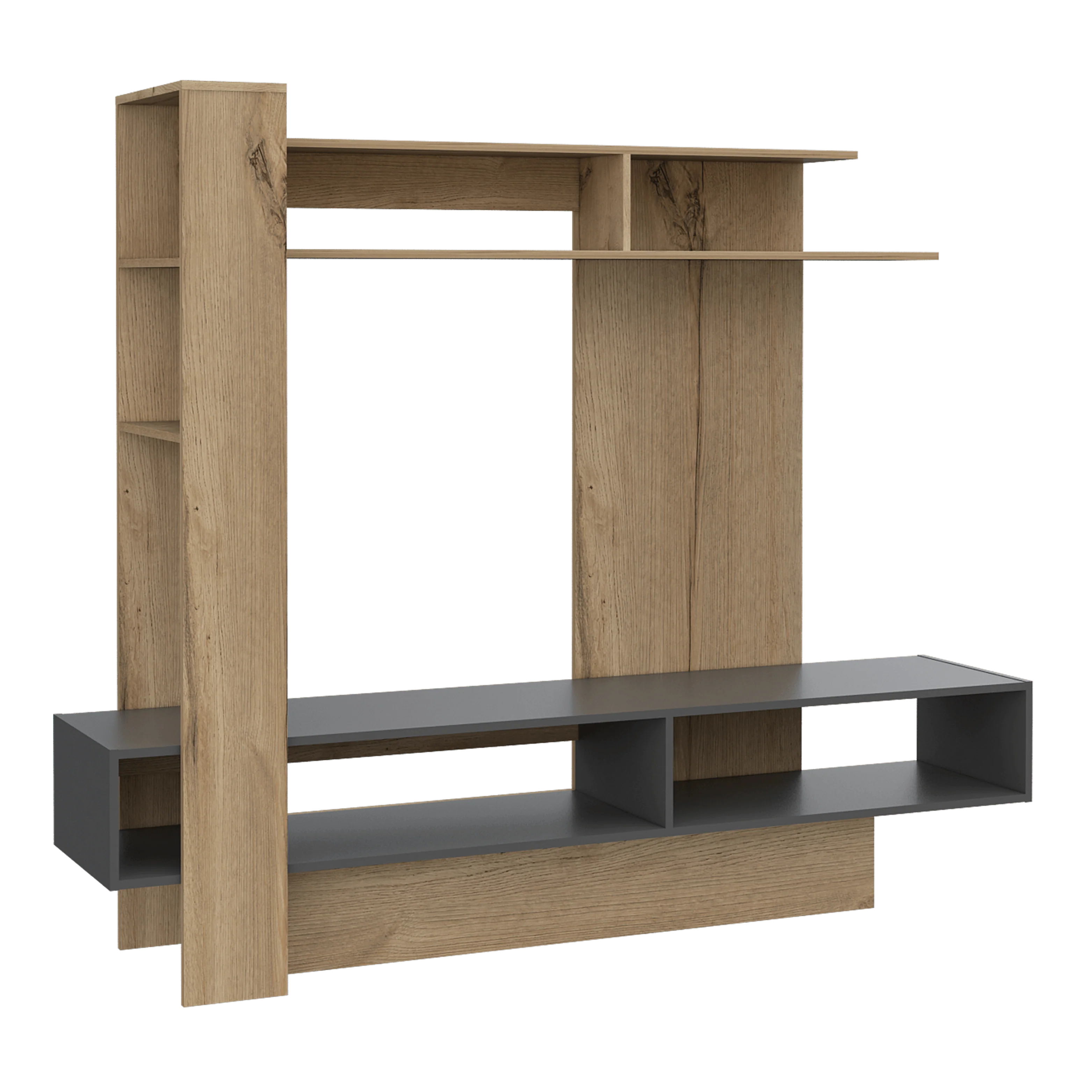 Mesa Para Tv Vegas, Café Claro y Plata Oscuro, con Espacio Para Televisor de Hasta 55 Pulgadas - Image 2