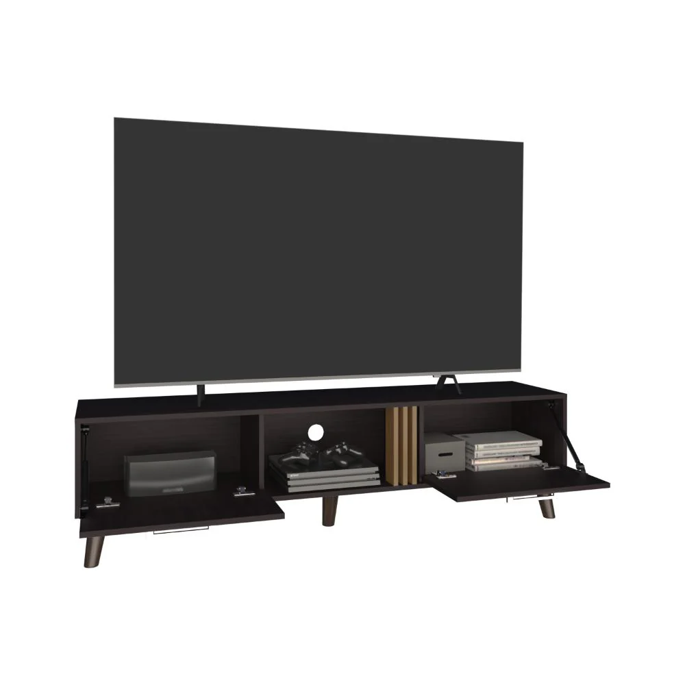 Mesa para TV Vulanno, Wengue y Fresno Europeo, con una puerta abatible 70" ZF