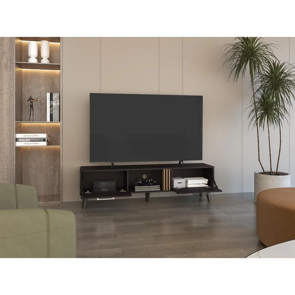 Mesa para TV Vulanno, Wengue y Fresno Europeo, con una puerta abatible 70" ZF - Image 4