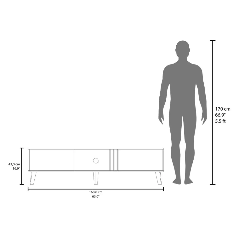 Mesa para TV Vulanno, Wengue y Fresno Europeo, con una puerta abatible 70" ZF - Image 7