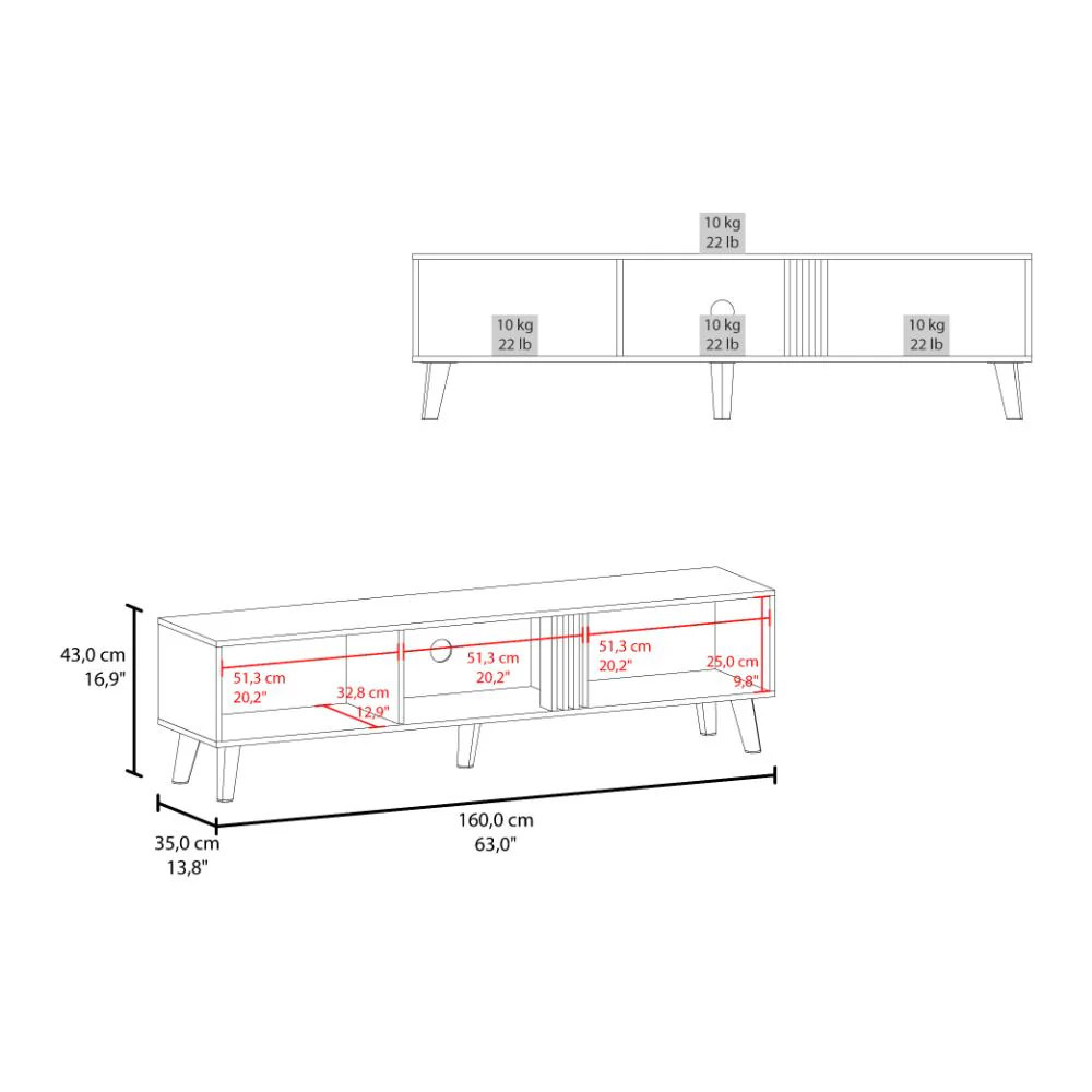 Mesa para TV Vulanno, Wengue y Fresno Europeo, con una puerta abatible 70" ZF - Image 8