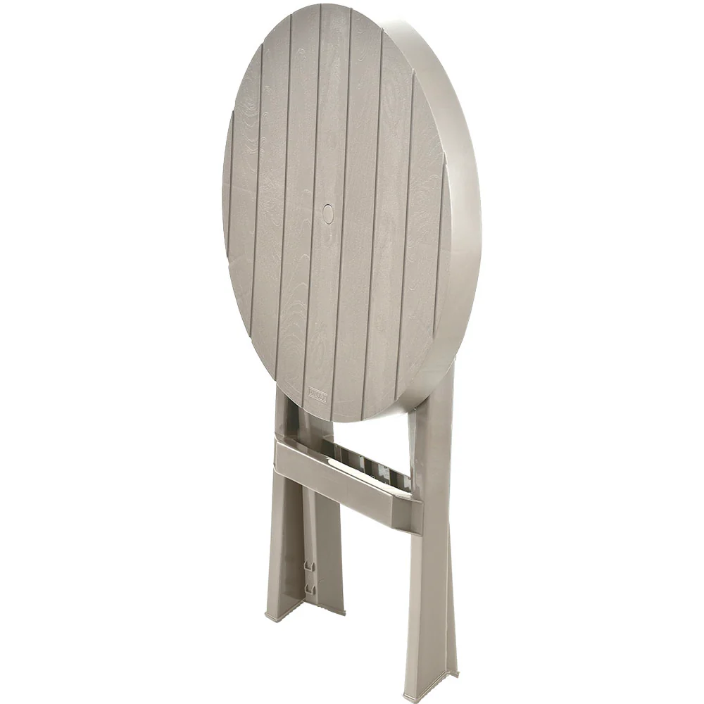 Mesa plegable redonda barú taupe marca Rimax - Image 3