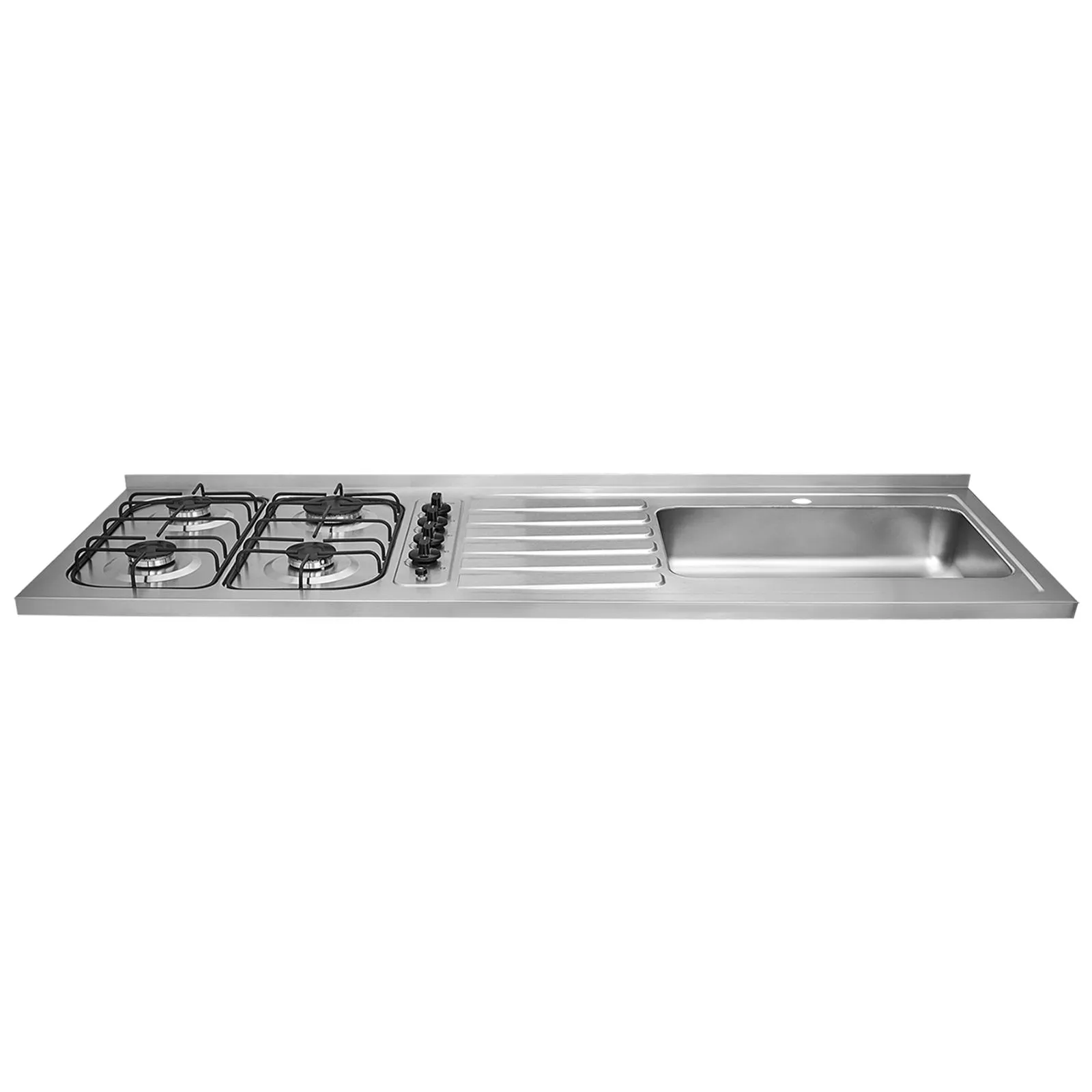 Mesón de cocina inoxidable 1.50 metros pozuelo derecho a gas natural con encendido eléctrico marca Haceb - Image 2
