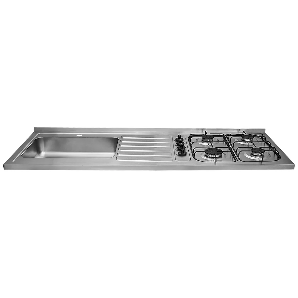 Mesón de cocina inoxidable 1.50 metros pozuelo izquierdo a gas natural sin encendido eléctrico SP marca Haceb - Image 5