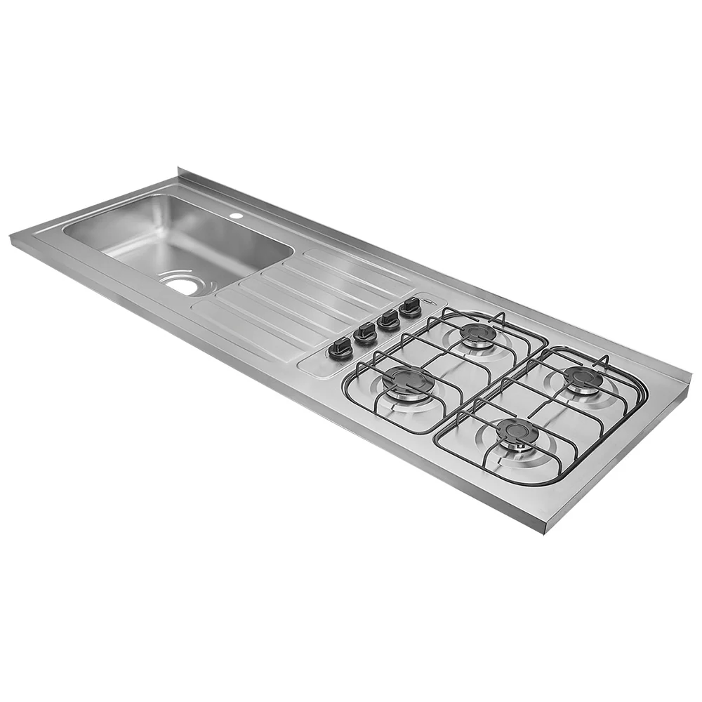 Mesón de cocina inoxidable 1.50 metros pozuelo izquierdo a gas natural sin encendido eléctrico SP marca Haceb - Image 6