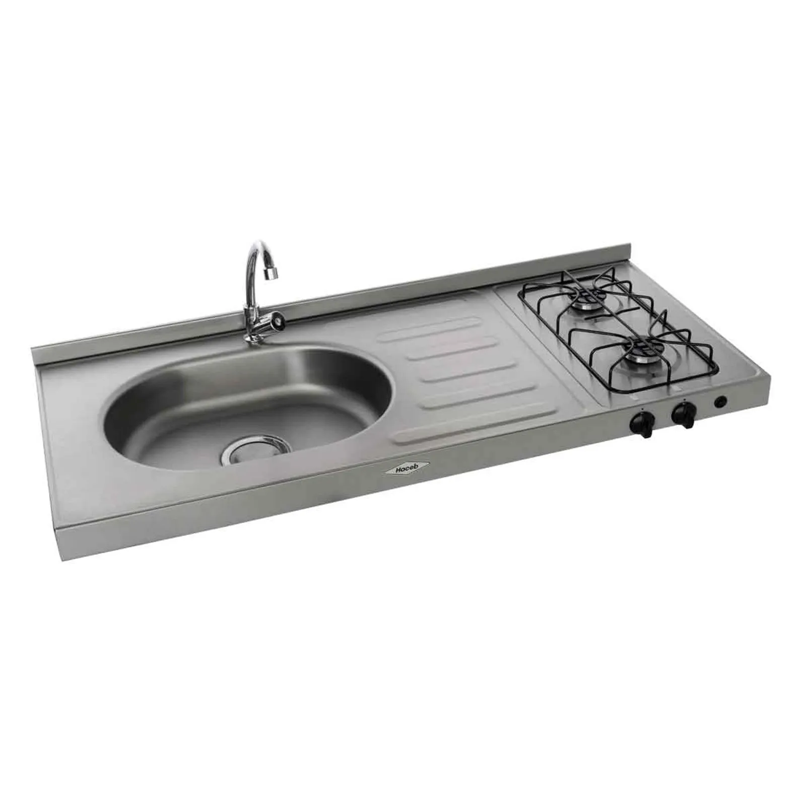 Mesón de cocina Inoxidable ovata 1.20 metros con pozuelo izquierdo a gas natural marca Haceb - Image 3