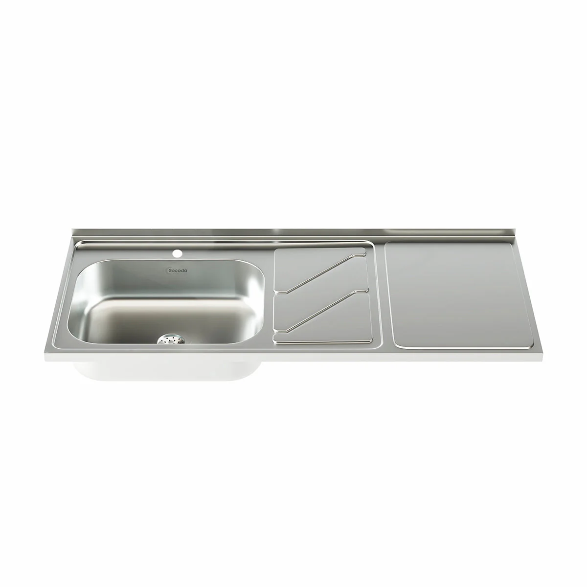 Mesón con lavaplatos en acero inoxidable 120×52 cm sin estufa marca Socoda - Image 3