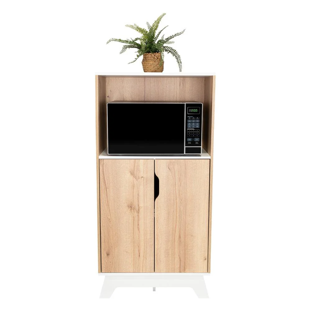Modulo Microondas Coralyn, Café Claro y Blanco, con gran capacidad de almacenamiento - Image 3