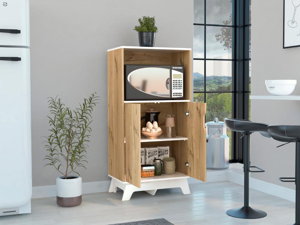 Modulo Microondas Coralyn, Café Claro y Blanco, con gran capacidad de almacenamiento - Image 6