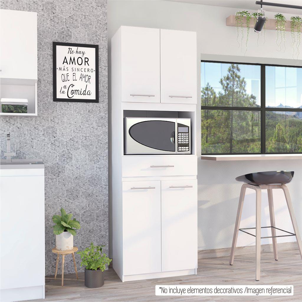 Módulo Microondas Delfi, Blanco, con Cuatro Puertas Abatibles y Amplio Espacio Para Almacenamiento - Image 3