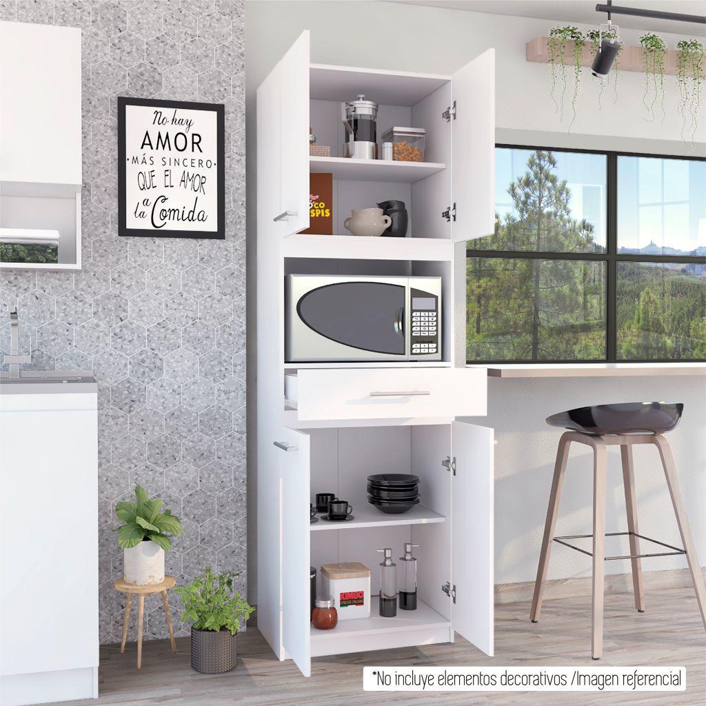 Módulo Microondas Delfi, Blanco, con Cuatro Puertas Abatibles y Amplio Espacio Para Almacenamiento - Image 4