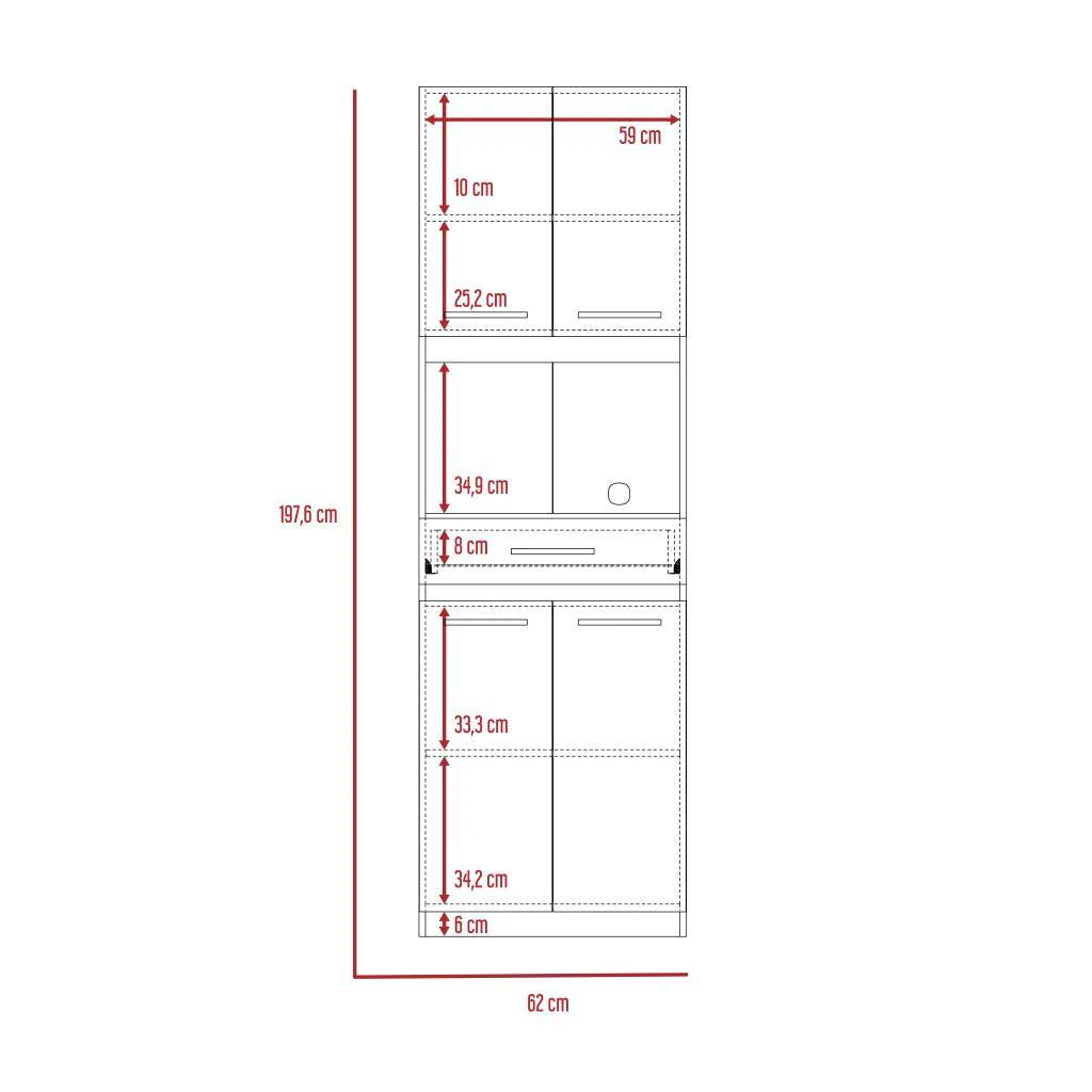 Módulo Microondas Delfi, Blanco, con Cuatro Puertas Abatibles y Amplio Espacio Para Almacenamiento - Image 9