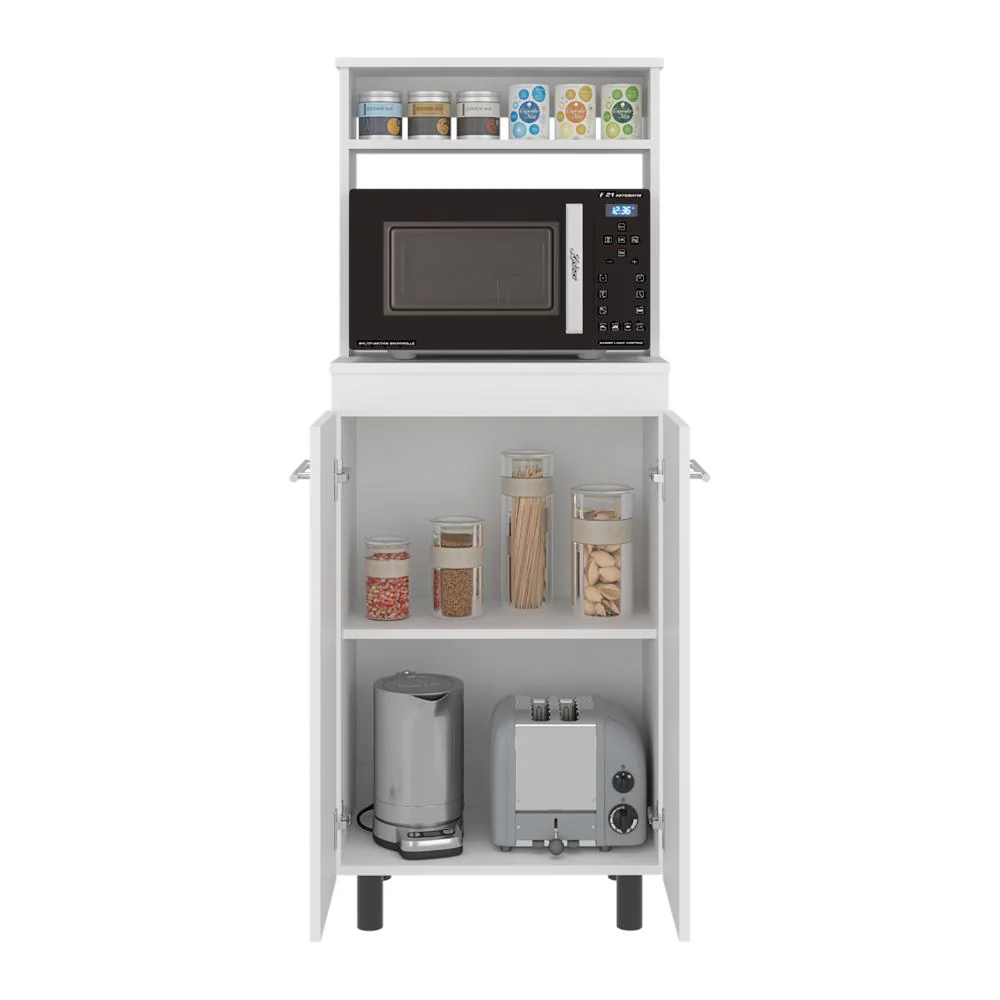 Modulo Microondas Kane, Kronos Blanco, Con compartimiento inferior para alimentos y utensilios de cocina ZF - Image 2