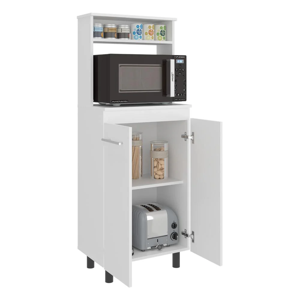 Modulo Microondas Kane, Kronos Blanco, Con compartimiento inferior para alimentos y utensilios de cocina ZF - Image 3