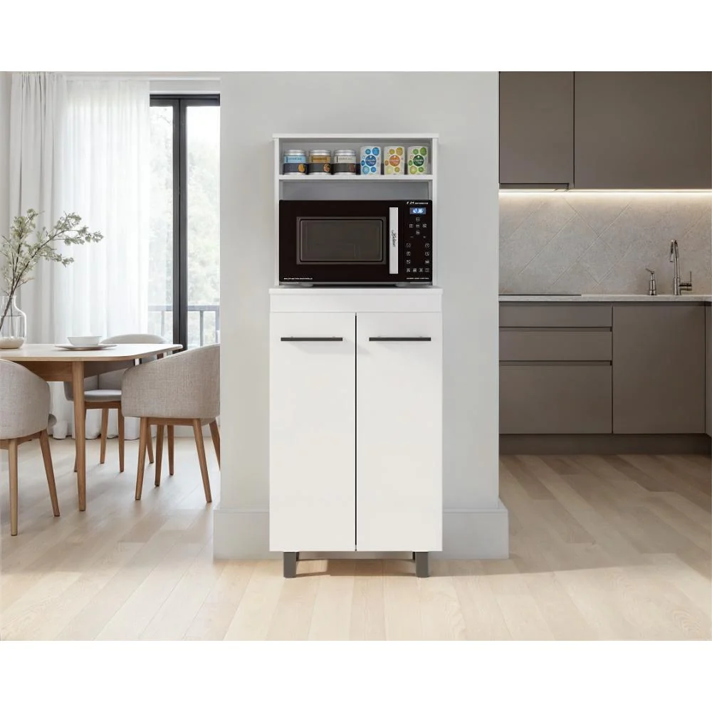Modulo Microondas Kane, Kronos Blanco, Con compartimiento inferior para alimentos y utensilios de cocina ZF - Image 4