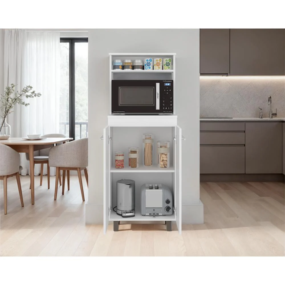 Modulo Microondas Kane, Kronos Blanco, Con compartimiento inferior para alimentos y utensilios de cocina ZF - Image 5