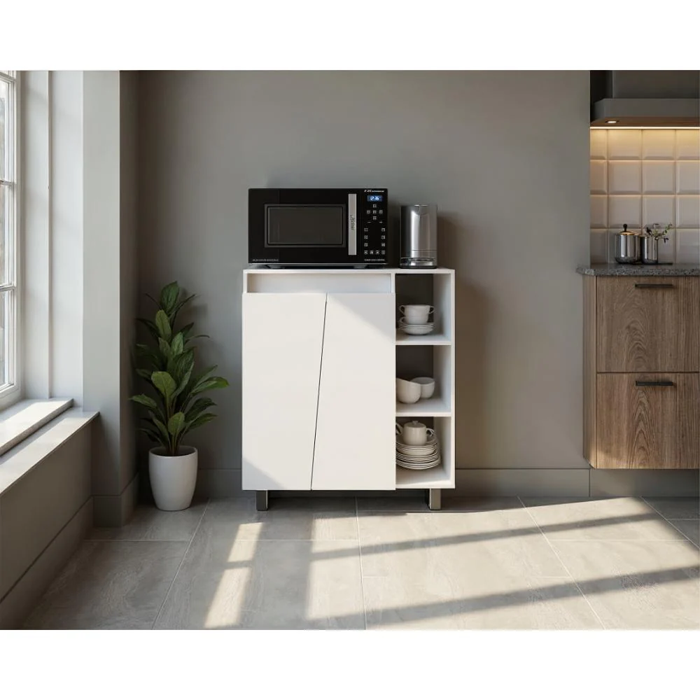 Modulo Microondas Sese, Kronos Blanco, Con dos puertas abatibles y compartimiento inferior para alimentos ZF - Image 4