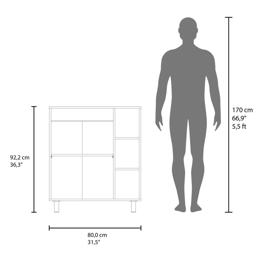 Modulo Microondas Sese, Kronos Blanco, Con dos puertas abatibles y compartimiento inferior para alimentos ZF - Image 9