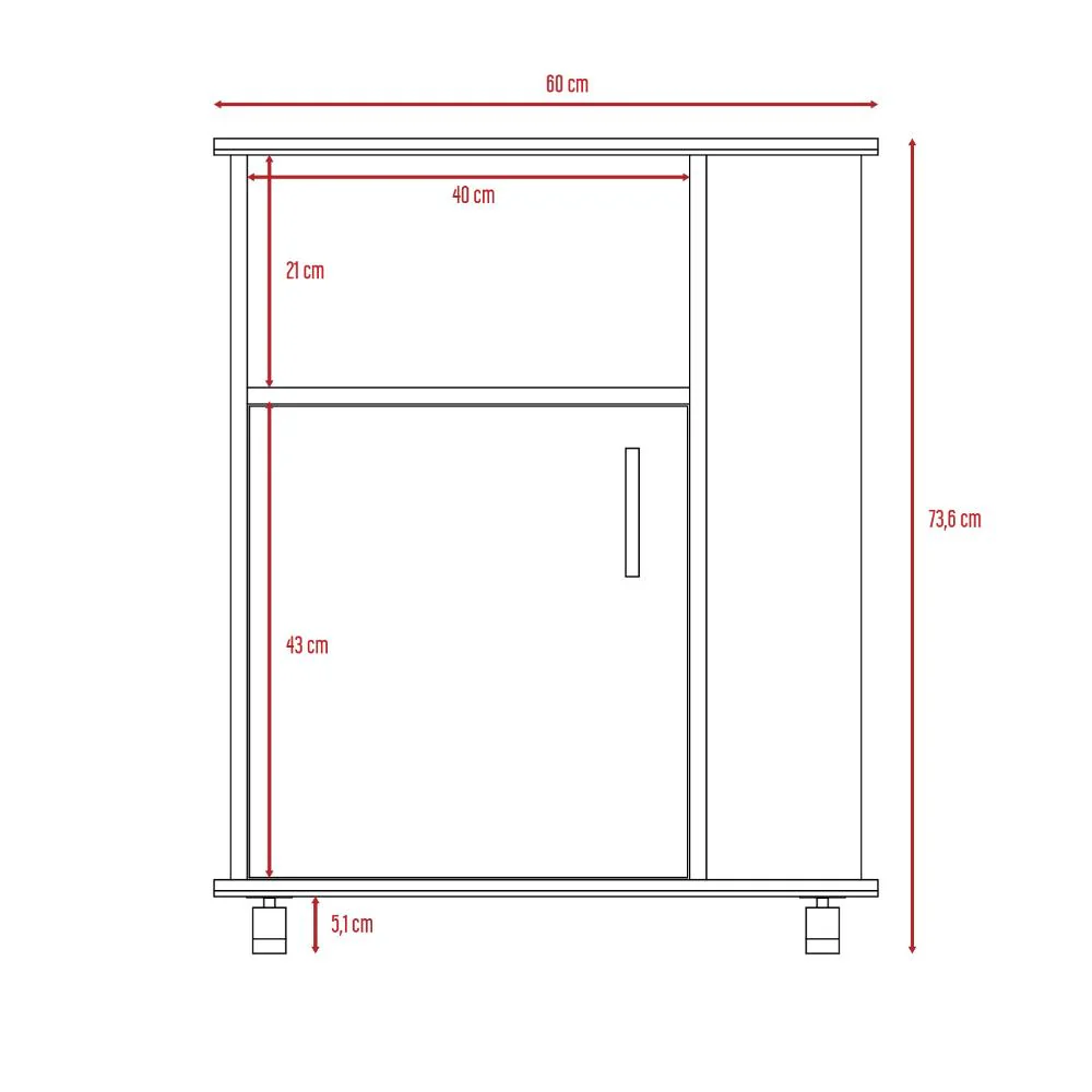 Módulo Microondas Tahara, Avellana y Blanco, con Rodachinas Plásticas y Amplio Espacio Para Almacenar Utensilios - Image 9