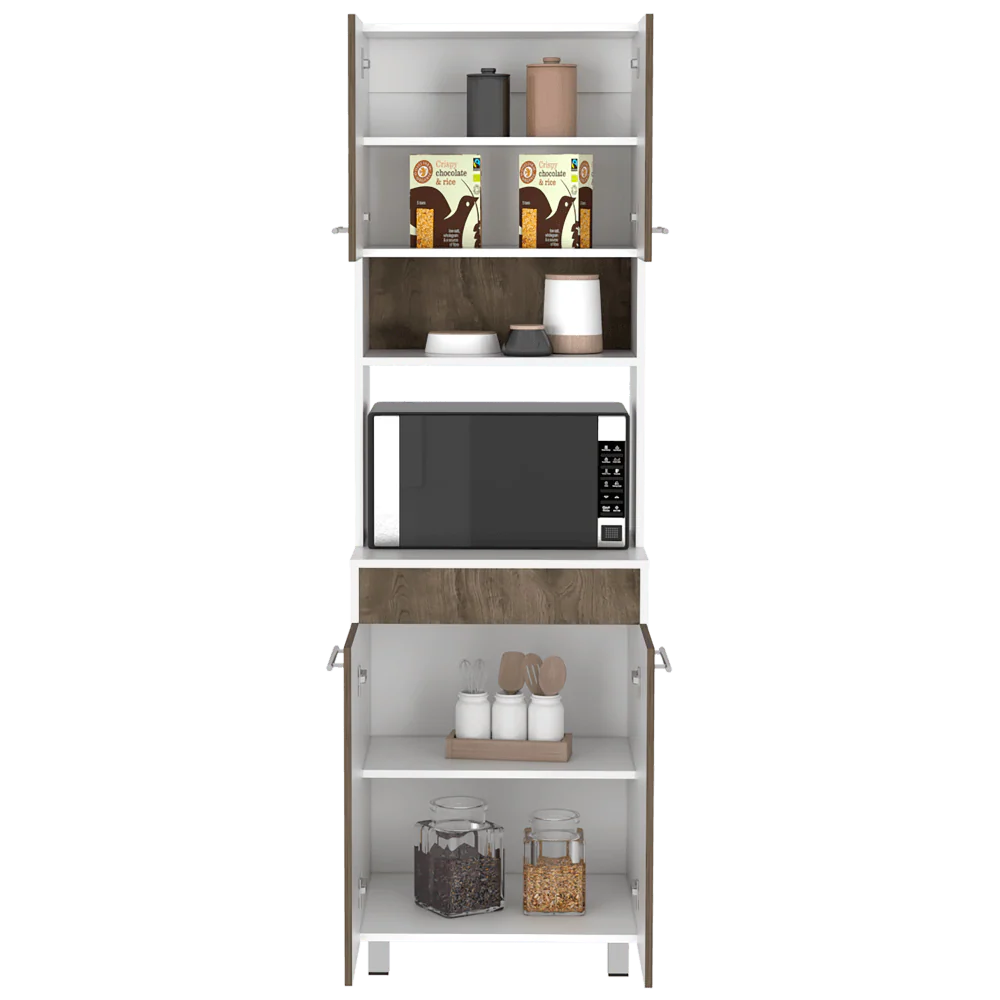 Módulo Microondas Vixmo, Nogal y Blanco Duqueza, con Cuatro Puertas Batientes - Image 3