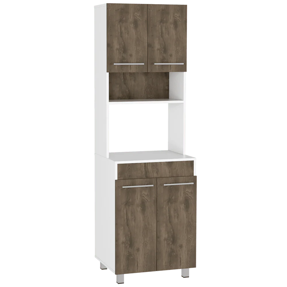 Módulo Microondas Vixmo, Nogal y Blanco Duqueza, con Cuatro Puertas Batientes - Image 5