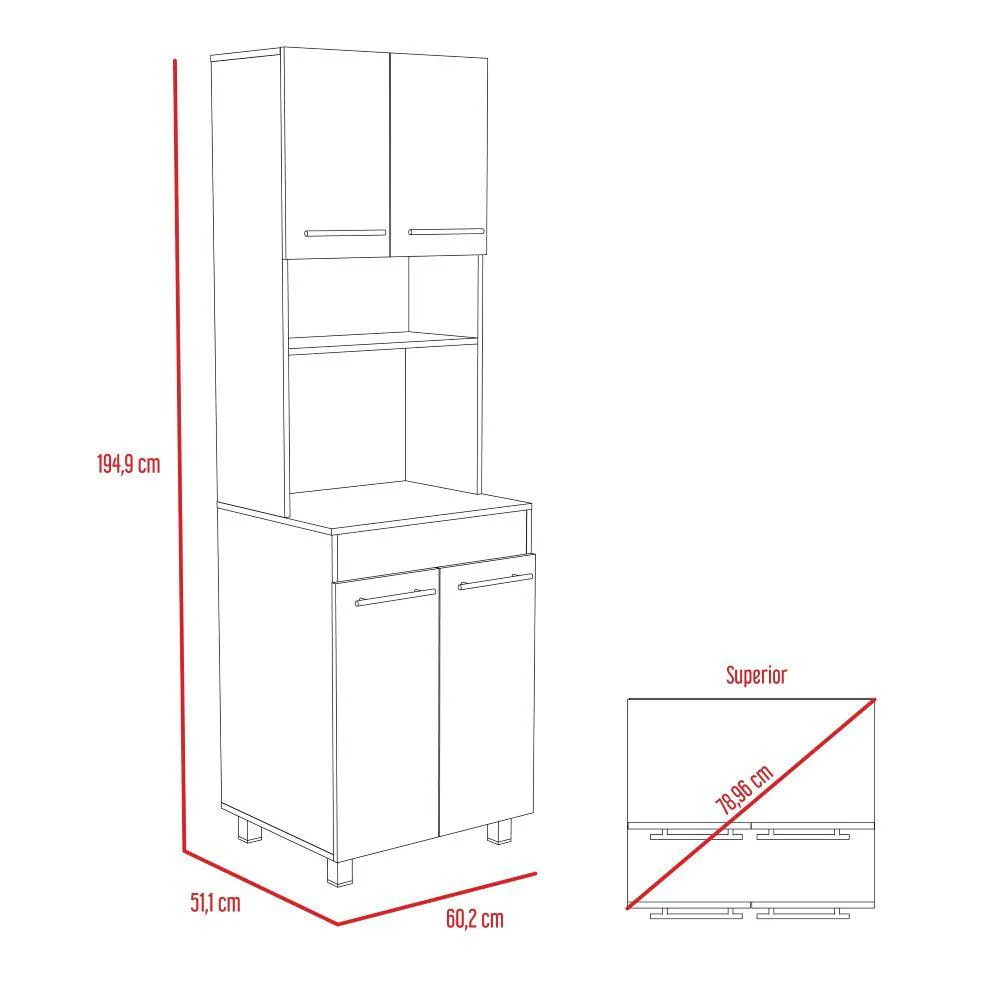 Módulo Microondas Vixmo, Nogal y Blanco Duqueza, con Cuatro Puertas Batientes - Image 7